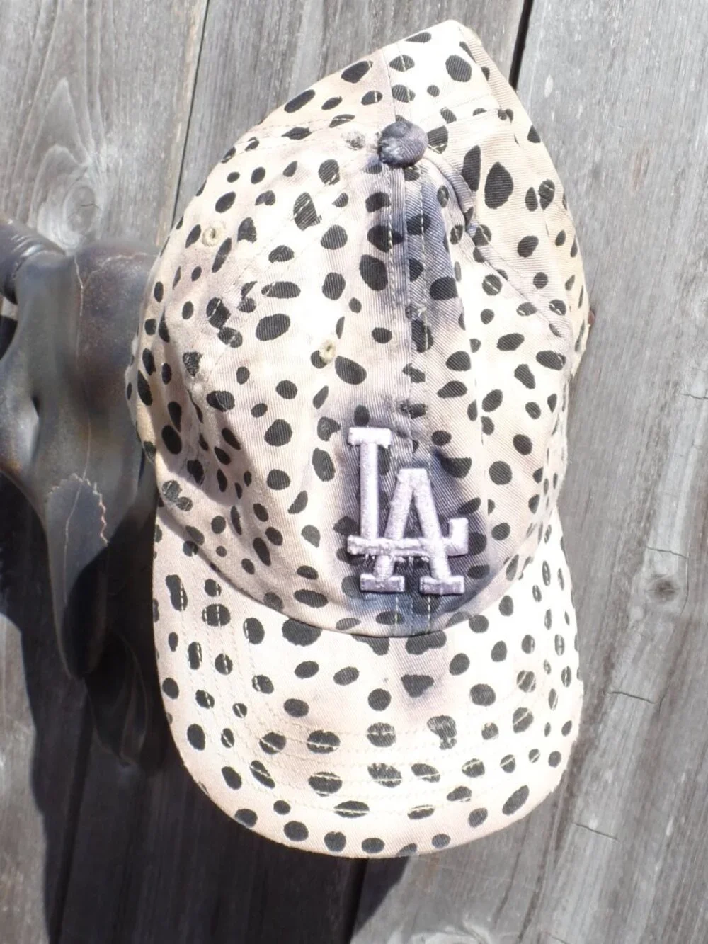 DODGERS Upcycled leopard Distressed Cap